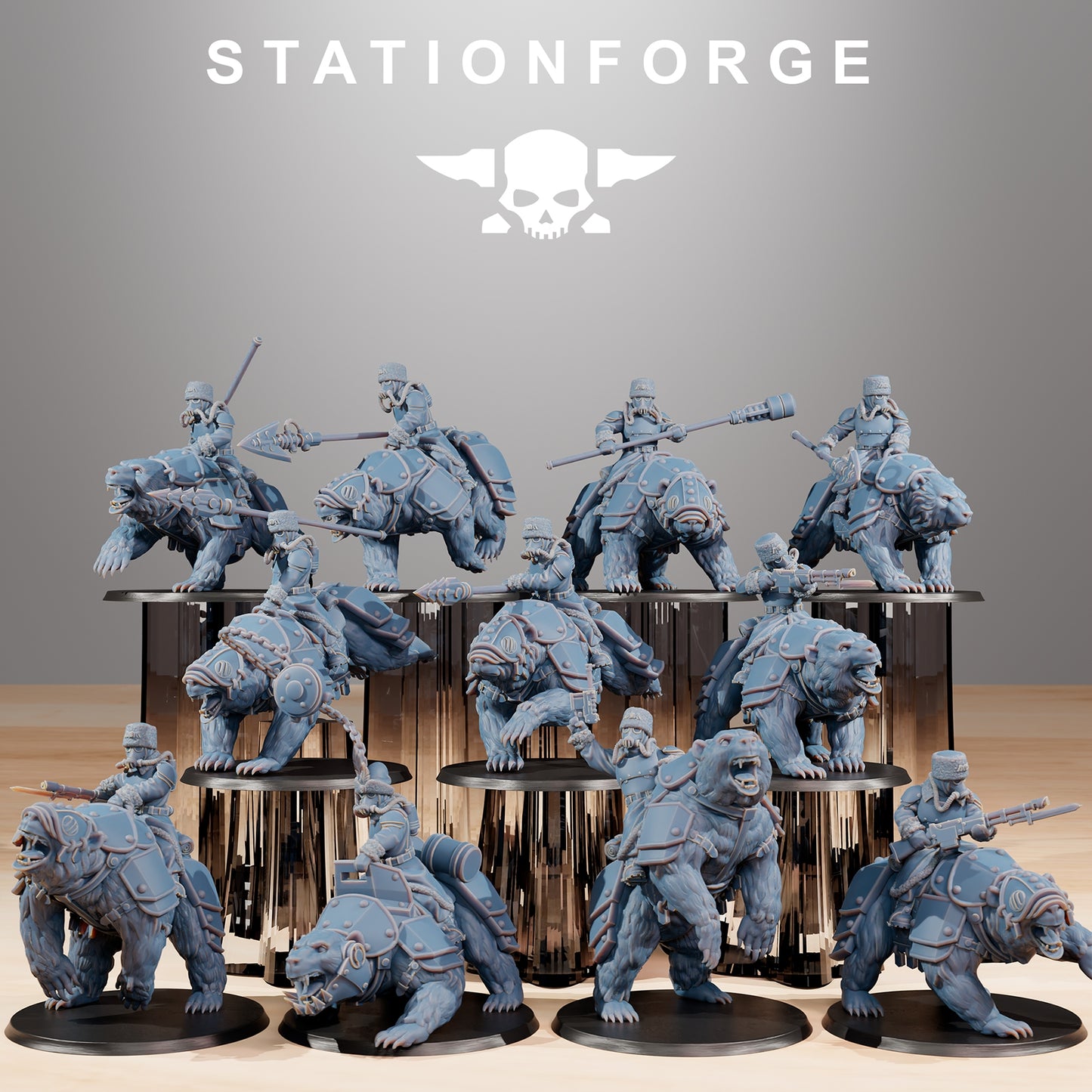 Grim Guard Bear Riders  x 11, Rough Ground Division, Stationforge